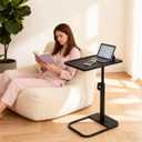 jessie Tv Tray C Table, Adjustable End Table for Couch 360 Swivel C Shaped End Table with Phone Tablet Slot for Living Room, Sofa, Bedside, Bathroom (Black)