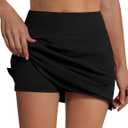 Sarin Mathews Women's Skort 95% Cotton Mini Tennis Skirt with Built-in Shorts and Pockets for Golf Pickleball Running (Black, L)