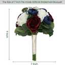 Set of 2 Bridesmaid Bouquets, 11 Inch Wedding Artificial Flower Bouquets for Wedding Ceremony Bridal Shower Decorations - Burgundy & Navy Blue