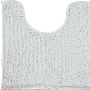 Chenille Bath Mat, Toilet Rugs U Shaped, Soft Plush Bath Bathroom Rug, Absorbent Shaggy Bathroom Contour Rug White 19.7"x15.7