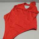 YMDUCH Women's Sexy Sleeveless Halter V Neck Backless Leotard Bodysuit Tops (Large, Red)