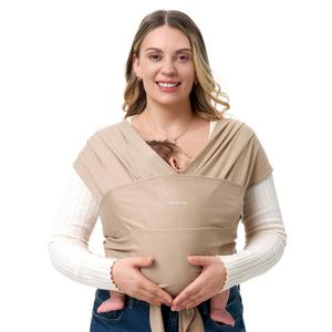 Momcozy Baby Wrap Carrier - Easy to Wear Infant Carrier Slings, Lightweight Hands Free Baby Sling, Adjustable Baby Wraps Carrier for Newborn to Toddler 8-35 lbs, Baby Travel Gear, Light Curry