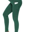 THE GYM PEOPLE Thick High Waist Yoga Pants with Pockets, Tummy Control Workout Running Yoga Leggings for Women (Green, L)