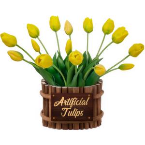 ucky 15PCS Yellow Fake Tulips Artificial Flowers Latex Natural Feel Tulips Fake Flowers for Decoration Faux Tulips Home Decor Mom Gifts