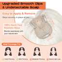 SEIKEA Hair Toppers for Women Real Human Hair with Wispy Bangs, 10" Ultra-light Breathable Hairpiece for 3.5''x2.7'' Mild Thinning Hair, Hand-Tied Scalp Hairpieces for Daily Wear & Gray Hair Coverage