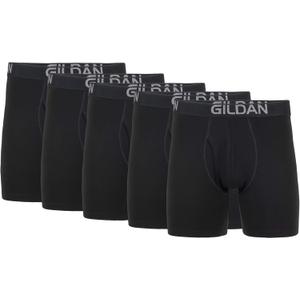 Gildan Men's Underwear Cotton Stretch Boxer Briefs, Multipack (Large, Black Soot (5-pack, Regular Leg))