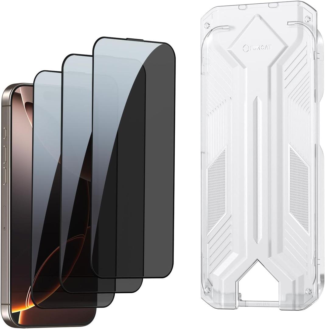 3 Pack for iPhone 16 Privacy Screen Protector Tempered Glass:9H+ Durable, Auto Positioning, Bubble Free, High Definition, Easy Installation