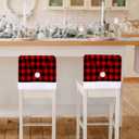 CCINEE 6pcs Christmas Chair Back Cover, Black and Red Grid Chair Slipcovers Hat Buffalo Plaid Christmas Back Covers Christmas Dining Chair Protector Elastic for Dining Room Xmas Party Table Decor