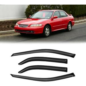 Rain Guards for 1998-2002 Honda Accord, Out-Channel Window Visor Shields Vent Deflector Shade Wind Dark Smoke for 98-02 Accord, Tape-On Outside-Mount, 4PCS