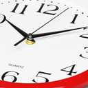 Bernhard Products Red Wall Clock Silent Non Ticking - 12 Inch Quality Quartz Battery Operated Round Easy to Read