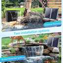 POPOSOAP 70W Solar Pond Waterfall Spillway Kit, 304 Stainless Steel Pondless Waterfall Box with 10FT Corrugated Tubing, 4 Pcs Filter Brushes, 580GPH Solar Powered Water Pump for Garden Ponds