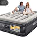 OhGeni Air Mattress Queen with Built in Pump, 18" Raised Inflatable Blow Up Mattress, Upgraded Surface Portable Bed for Home, Camping, Colchone Inflable, Ideal Alternative to a Bed, 1-Pack Only