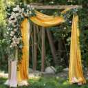 12''x18FT Reception Background Wedding Arch Drapes Gold Sequin Wedding Arch Draping Fabric Drapery for Ceremony Reception Swag and Backdrop Decorations  Panel KULWMDJ007