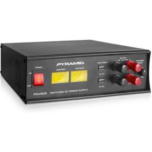 Pyramid PSV500 Universal Compact 50 Amp Adjustable 12 to 15 Volts Output Home Bench Power Converter Supply, with 2 USB Ports and Overload Protection