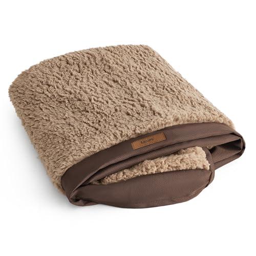 LE SURE Washable Dog Bed Cover Replacement - Large Size Plush Fleece Cover for Orthopedic Egg Crate Foam Pet Mat 36x27x3 Inches, Brown