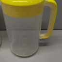 2 Pack 1 Gallon Plastic Straining Pitcher with Lid - Large Water Pitcher with Handle and Measurements for Cold Drinks and Iced Tea - Pink, Yellow