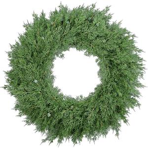 22Inch Christmas Wreath for Front Door, Real Touch Cedar Wreath, Unlit Plain Artificial Cypress Wreath for Xmas