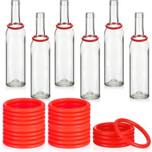 Shappy 31 Pcs Ring Toss Game Set Include 25 Rings and 6 Glass Bottles Fun Target Carnival Games for Outside Activity Carnival Party Favor (Red)