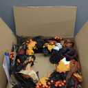 LinTimes Halloween Wreaths for Front Door, 26Inch Ghost Wreath with Ribbon Black Rose Maple Berries Feather for Indoor Outdoor Wall Window Front Door Porch Mantle Halloween Decoration