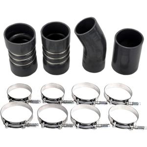 Turbo Intercooler Boots Clamps Kit for Ford F250 F350 6.0L Diesel 2003-2007 with T Bolt Clamp (Black)