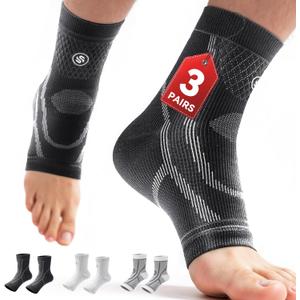 3 Pairs Ankle Brace for Women & Men,[Upgraded Ultra Breathable] Plantar Fasciitis Socks,Ankle Compression Sleeve for Achilles Tendonitis Relief, Heel Pain,Foot Pain and Swelling in Ankle Support