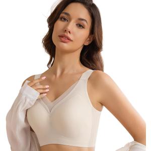 Bras for Women No Underwire Comfortable Sports Bra Smoothing Minimizer Everyday Bra(32C-46DD) (White, L)