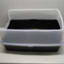 IRIS USA Large Cat Litter Box with Scatter Shield and Scoop, Open Top High Sided Cat Litter Pan, Black (1-Pack)