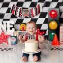 Race Car One High Chair Banner - Race Car 1st/First Birthday Party Decorations,Boy First Race Car Banner,Car Racing One Birthday Highchair,Race Car 1st Photo Prop Cake Smash
