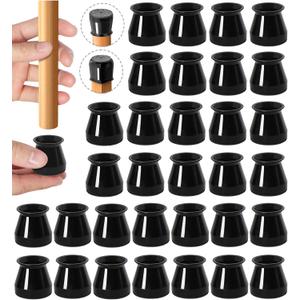 32pcs Black Chair Leg Floor Protectors,Bar stools Leg Protectors Caps,Dining Room Chair Leg Protectors for Hardwood Floors, Chair Leg Covers Silicone Felt Furniture Pads (Small fit: 0.9'' - 1.29'') (Universal Small, Black-32pcs)