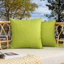 Kevin Textile Pack of 2 Outdoor Waterproof Pillow Covers Checkered Decorative Cushions Sham Throw Pillowcases Shell for Patio Tent Garden Couch Bed Sofa 22x22 Inch Green