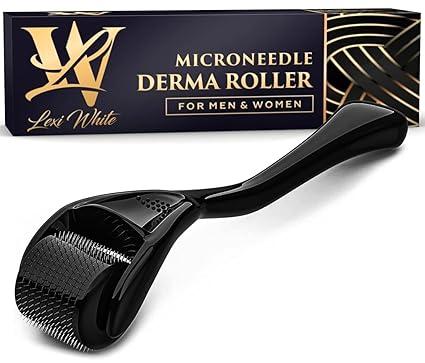 Derma Roller for Skin, Hair & Beard – Women and Men Titanium Microneedling Roller for Face & Scalp, Safe & Easy to Use 0.25mm 3 Pack