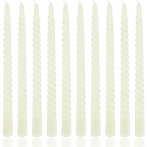 10 Inch 10Pack Ivory Spiral Taper Candle Set Long Buring Time Dripless Candlesticks for Dinner Parties Home Decoration Wedding and Shower