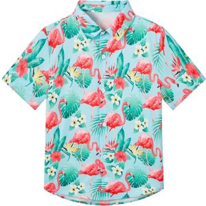 Boys Hawaiian Shirt Tropical Short Sleeve Cool Cute Casual Button Down Tops for Youth Kids Toddler Summer Beach