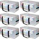 6 Pack Heavy Duty Moving Bags Extra Large Waterproof Foldable Clothing Storage Totes Bags with Zipper,Reinforced Handles,Packing Moving Boxes for Dorm & Seasonal Storage,Iridescent