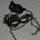 Masquerade Mask for Couples Lace Eye Mask Venetian Carnival Halloween Mask Party Ball Prom Mask Costume Mardi Gras 2Pack (Black)