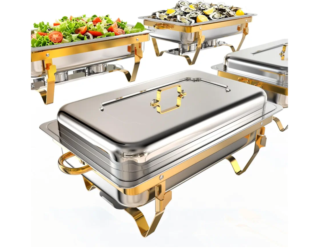 9Qt 4 Pack [Multiple Food Pans Combo] Chafing Dishes for Buffet | High Grade [Durable and Hard] Chafing Dish for Parties, Events & Weddings, Indoors & Outdoors
