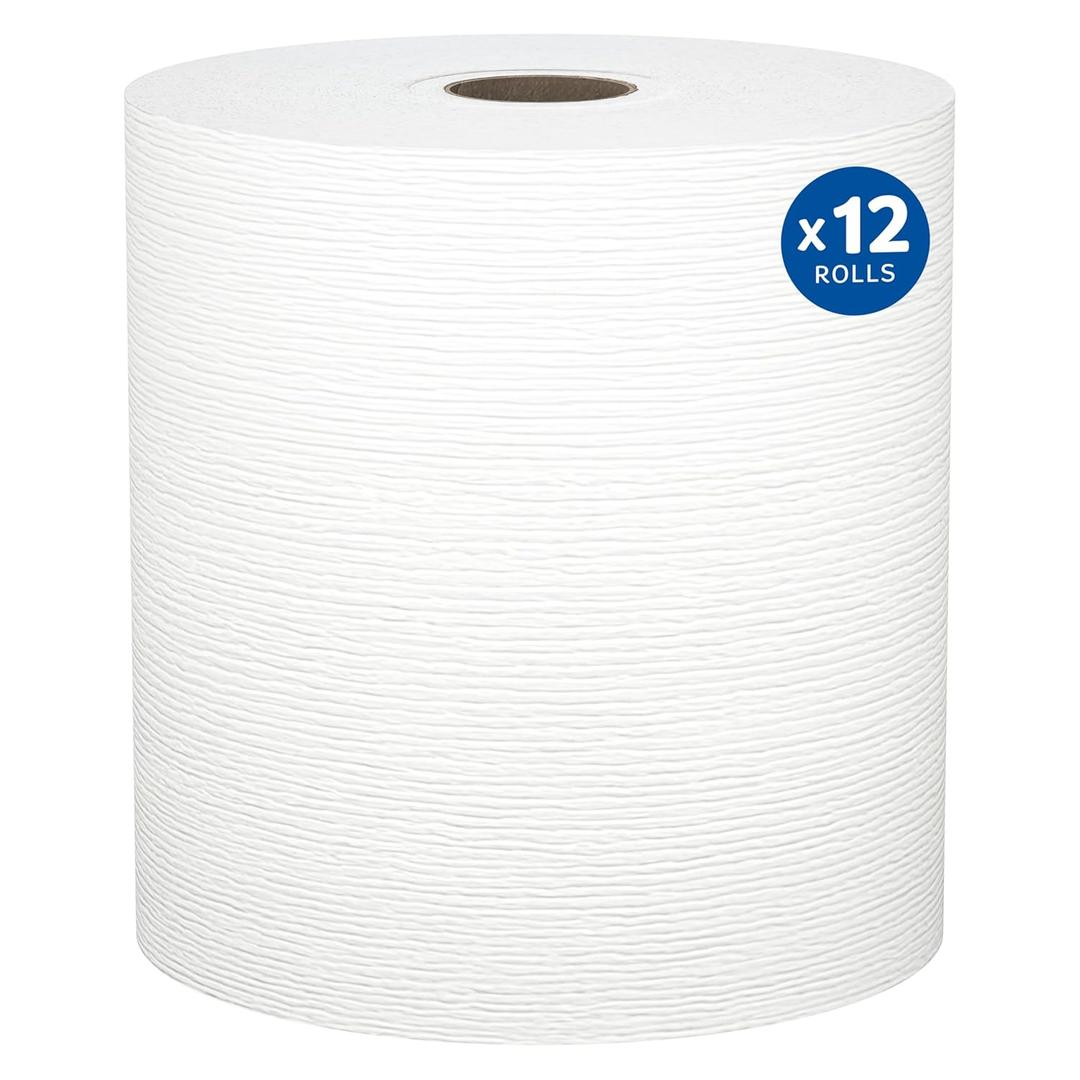 Kleenex Professional Universal Hard Roll Paper Towels, Bulk (01080), Hardwound 1.5" Core, Premium Absorbency Pockets, White (12 Rolls at 425' Each, 5,100'/Case), 12 Count