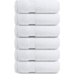 Infinitee Xclusives White Hand Towels for Bathroom - Set of 6 (16x28 inches) 600 GSM, 100% Cotton Ultra Soft, Quick Drying, Hotel Quality Hand Towel Set (Brilliant White, Hand Towels)