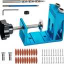 Pocket Hole Jig Kit with Drill Guide Joint Pocket Hole Jig 15 Degree Woodworking Inclined Hole Adjustable DIY Woodworking Tools Carpentry Locator (Blue)
