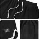 VOGSTART Mens Waffle Sweat Shorts Basketball Athletic Casual Midweight 8'' Inseam Shorts with Pockets (S-XXL) (Black, L)