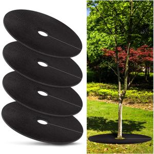 32.5 Inch Non-Woven Tree Mulch Ring,Reusable Tree Weed Barrier Mat,Degradable Tree Mulch Used to inhibit Weed Growth and Landscape Weed Control Plant Root Protection (4 Pack)