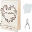 SUPERDANT Our Wedding Greeting Card Organizer Wedding Gift Card Holder Cards Keeper Storage Keepsake Book Binder Holiday Post Cards Photo Album Holder with Punch and 20pcs Inner Pockets, 24x16cm