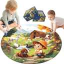 Floor Puzzle for Kids Ages - 70 Piece Large Farm Themed Round Floor Puzzle for Kids Ages 3 4 5 6 7 8 - Toddler Preschool Farm Educational Toy Gift