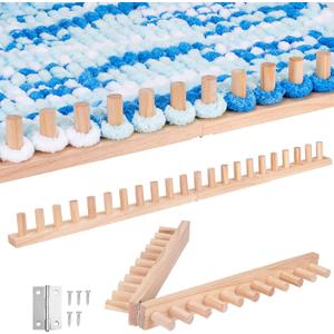 39'' Chunky Blanket Loom, Installation Free Knitting Loom for Beginners, Foldable Hand Knitting Yarn Chunky Blanket Kit for DIY Throw Blankets, Wooden Weaving Loom Craft Tools