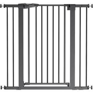 Babelio 36" Tall Baby Gate, 26-40" Wide Auto Close Pet Gate, PressGuard C5 Pressure Mounted Metal Dog Gate, Easy-Install No Drilling, No Tools Needed, with Wall Protectors and Extension Kits, Black