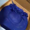 dressfan Church Fascinator Derby Hats for Women,20s 50s Linen Vintage Derby Hat for Church/Wedding/Cocktail/Tea Party (Blue)