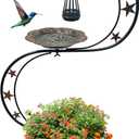 Solar Bird Bath for Outside, Vintage Metal Bath Bowl Standing Birdbaths with Flower Planter for Garden Yard Lawn Decor