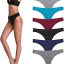 imakokoni 6 Pack Women's Nylon Spandex Thong Underwear (Medium, Multi-D)