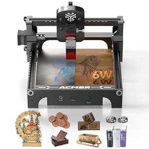 ACMER S1 Laser Engraver for Beginner Mini Laser Engraving Machine for Wood, Leather, Plastic, Laser Class4 (Black, 6000mW)