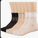 GEPAPE 12 Pairs Summer Women's Sheer Ruffled Ultra Thin Cool Silk Dot SocksAnkle High Sheer Nylon Socks Soft Tight Hosiery (US, Numeric, 5, 9, Regular, Regular, 12pairs(6black+6nude))